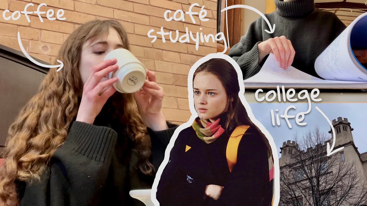 living like rory gilmore for a day ☕️📚 || café studying, journalism, homework, & more
