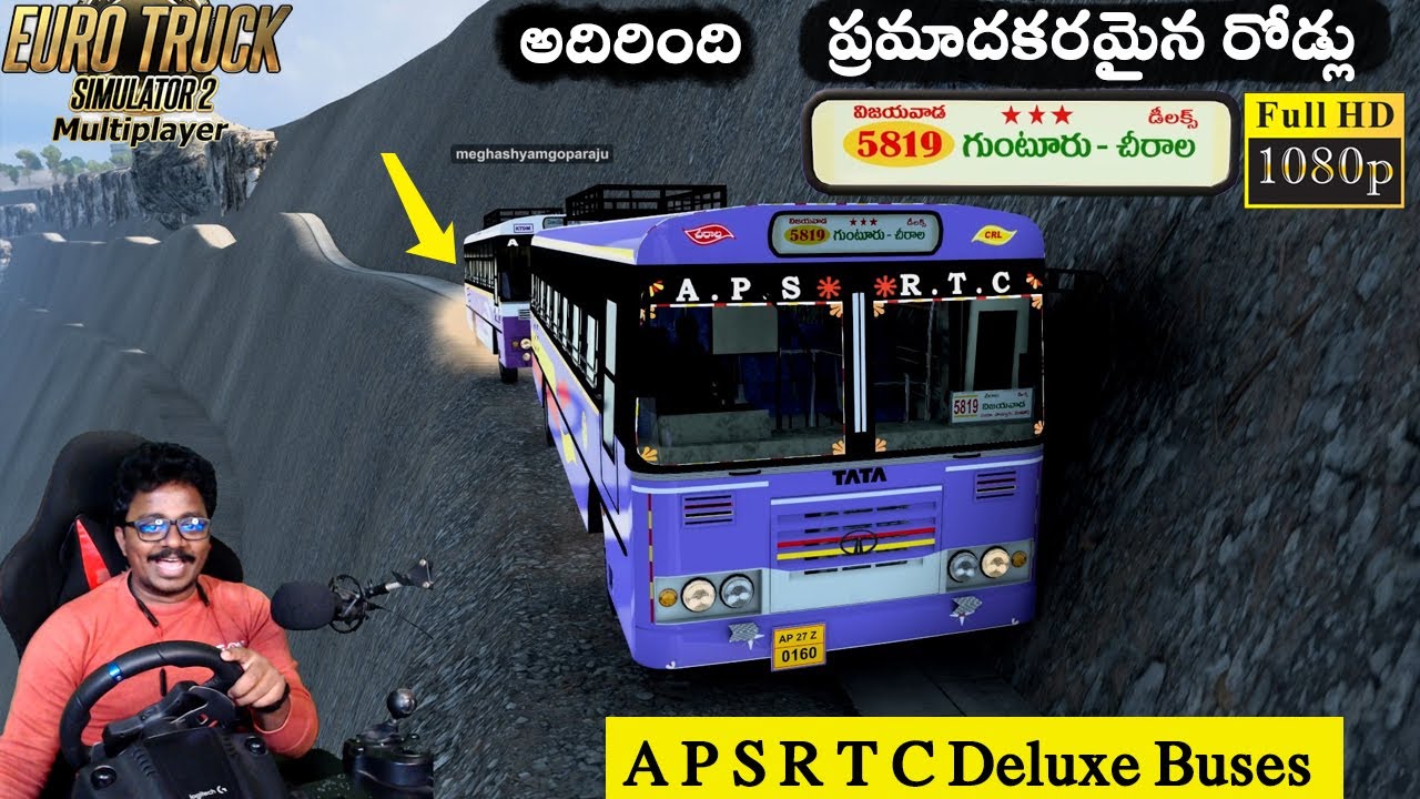 APSRTC Deluxe Buses on Most Dangerous Ghat Road Part3 Bus Driving with Steering | ETS2