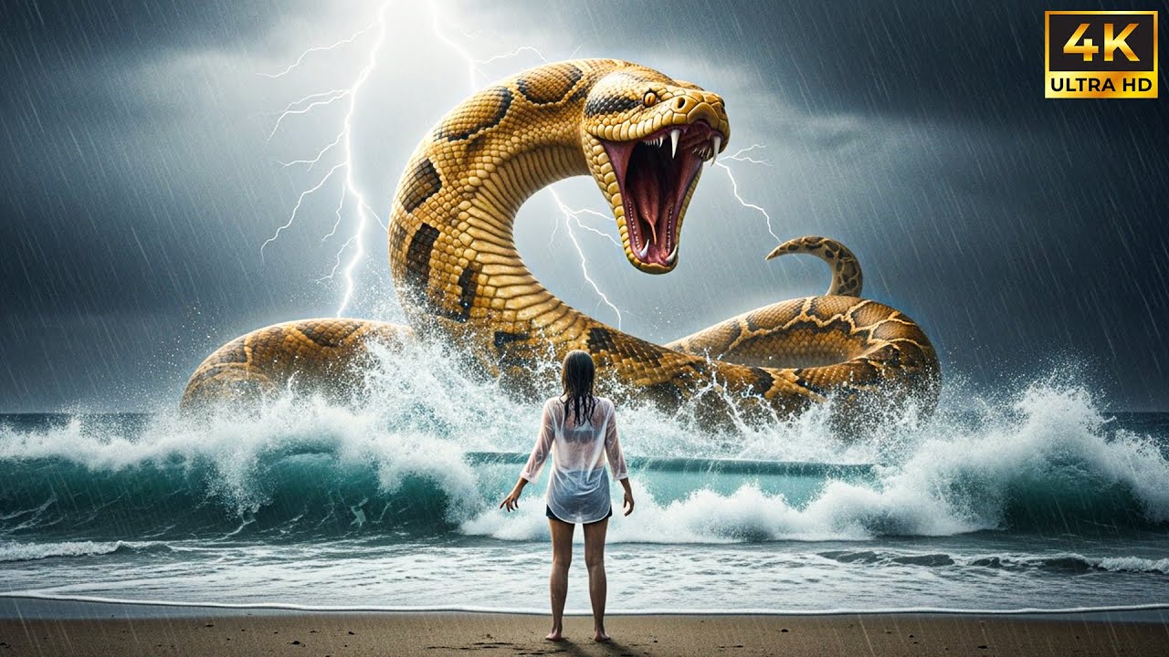 A Girl Alone Surviving in the Forest (Part 5) – The Giant Golden Python Emerges Amid the Sea Storm