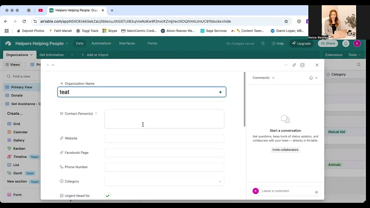 Mutual Aid Database Part 2 - Adding Fields and Forms