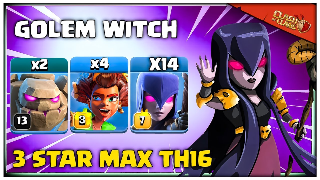 This Army is ILLEGAL at TH16 😱 | Root Rider, Witch, Golem Attack Strategy - Clash of Clans