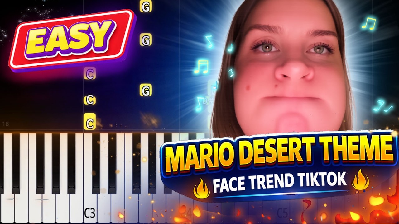 Mario Desert Theme – Easy Piano Tutorial | TikTok Face Trend