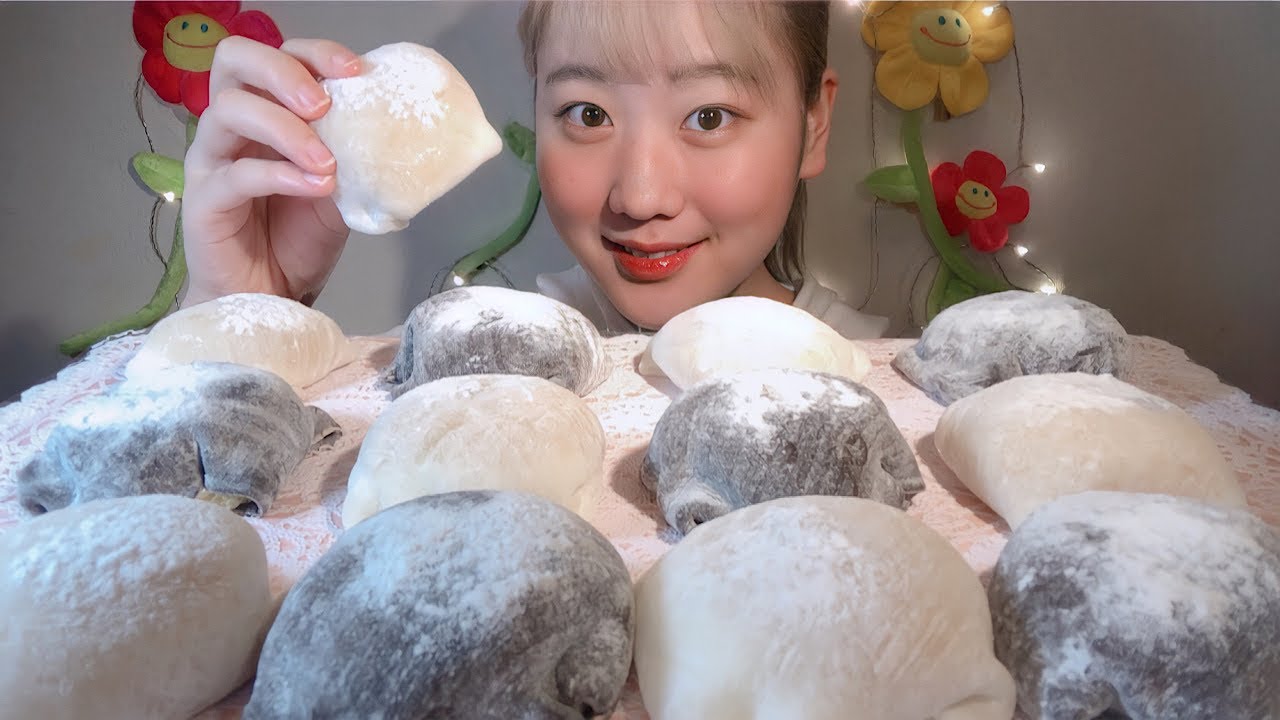 ASMR 雪娘マロン チョコバナナ Cream Mochi 크림 떡【咀嚼音/大食い/Mukbang/Eating Sounds】