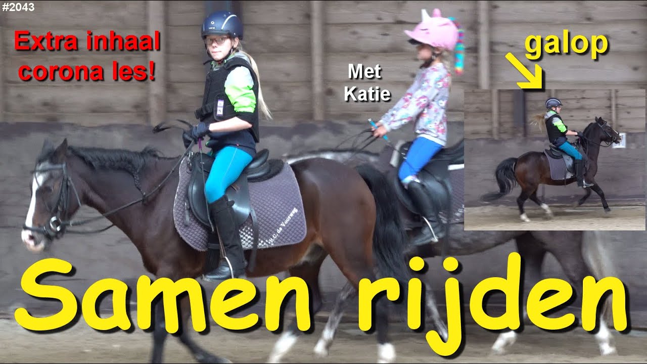 PAARD RIJDEN samen met vriendin KATIE. Ook mag ik weer in GALOP proberen  #2043