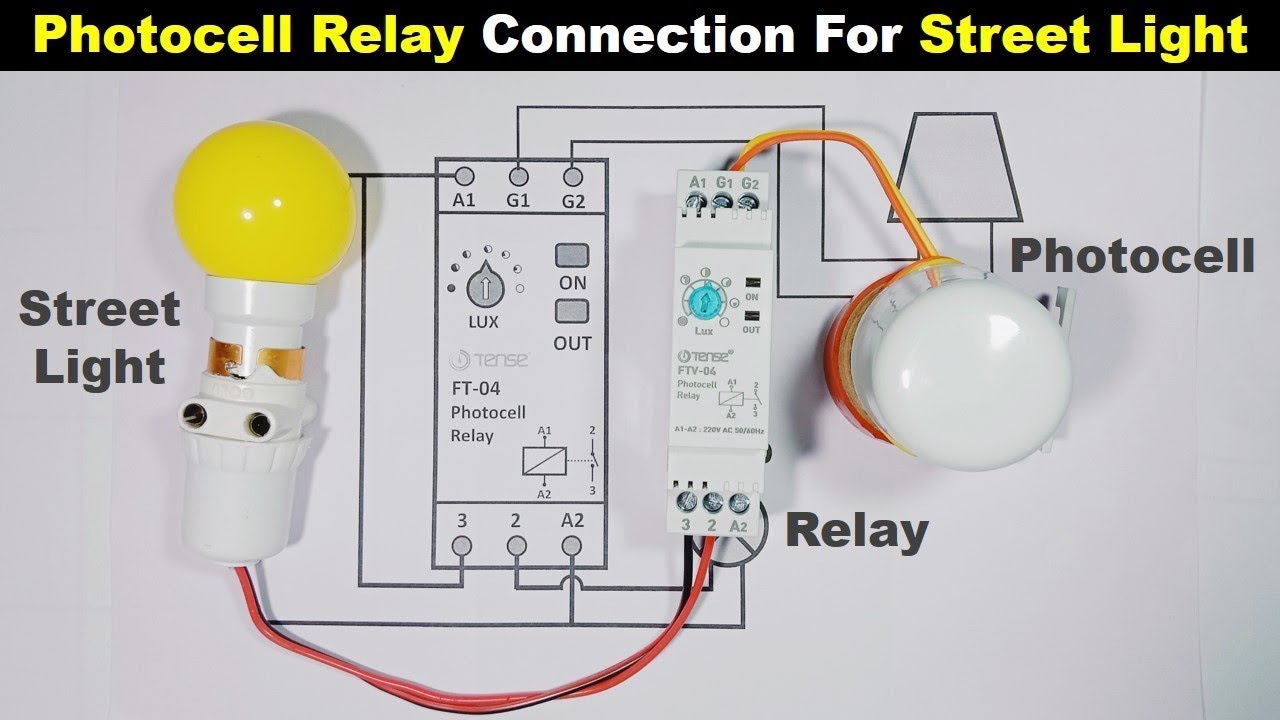 Photocell Sensor Relay Connection in Streetlight | day night sensor wiring 