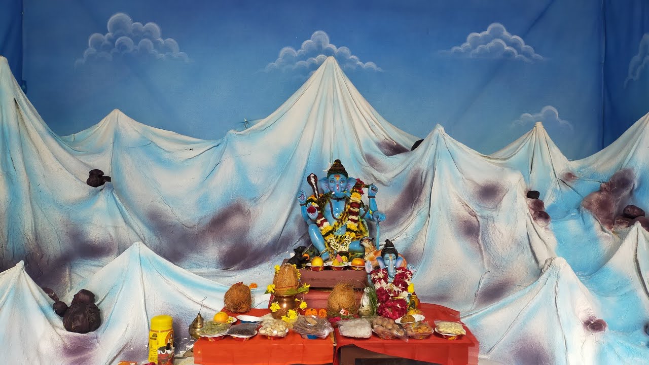 Ganpati Decoration ideas | Making of Himalaya Mountain & water fall Decoration ideas