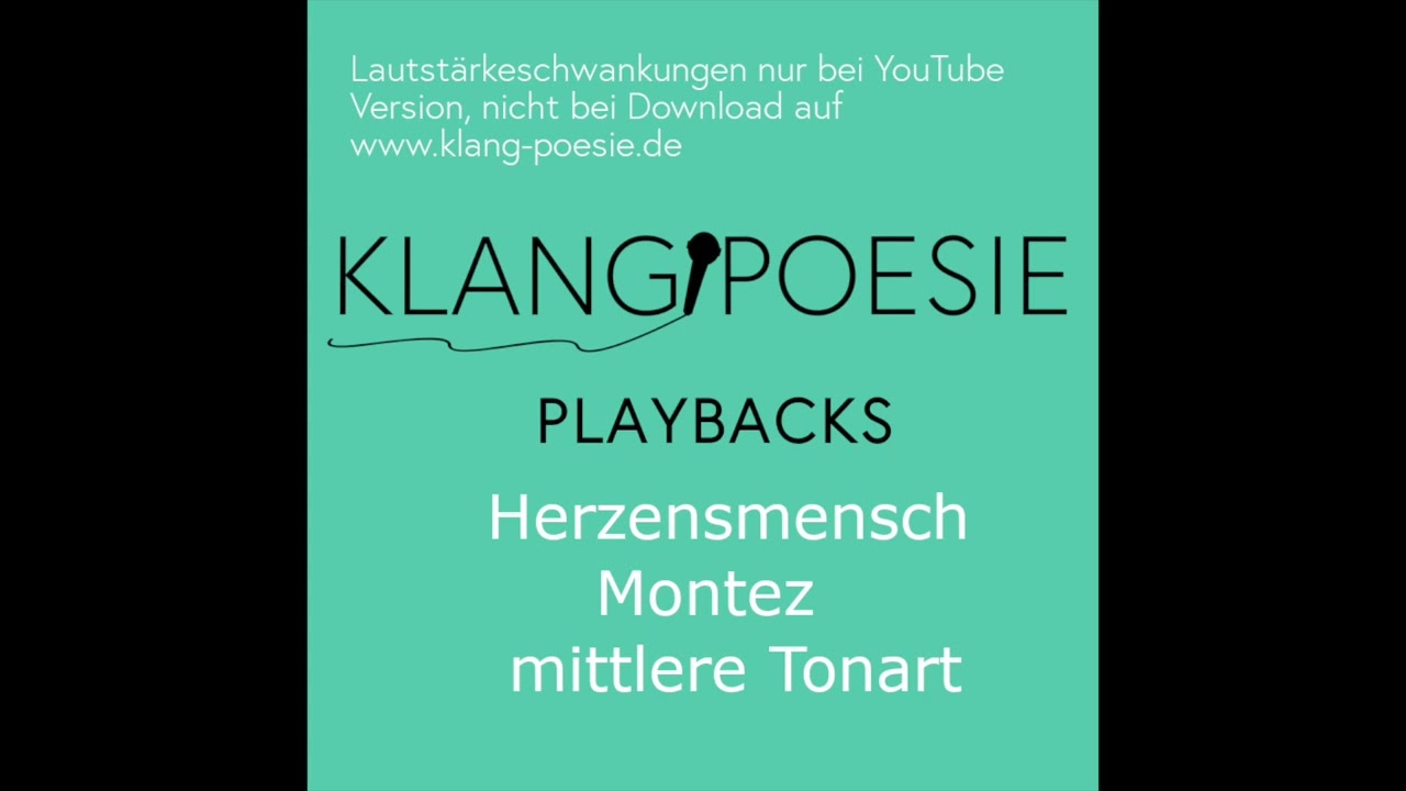 Herzensmensch Montez mittlere Tonart Piano Playback Karaoke Instrumental
