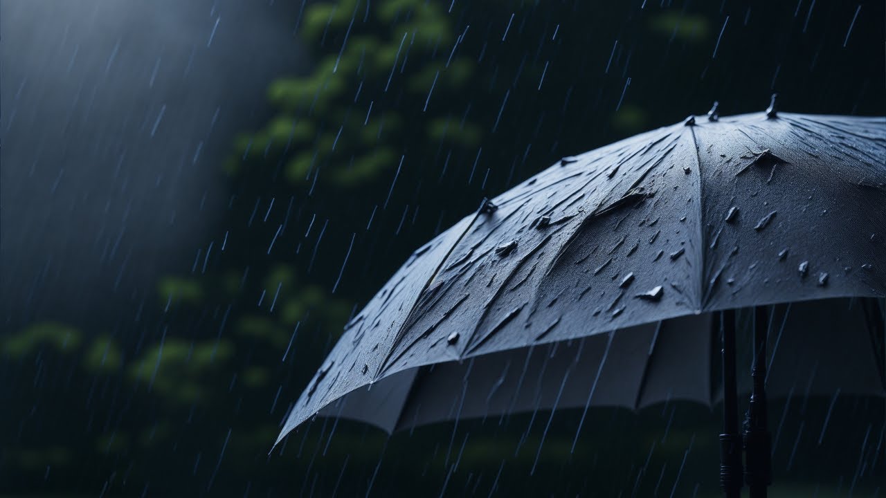 Relaxing Rain Sound Under Umbrella | Black Screen | 10 Hours
