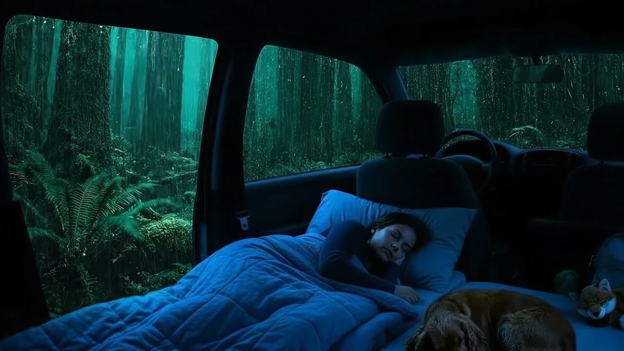 Car Camping in the Rain 🚙 Heavy Forest Rain Sounds for Deep Sleep ASMR