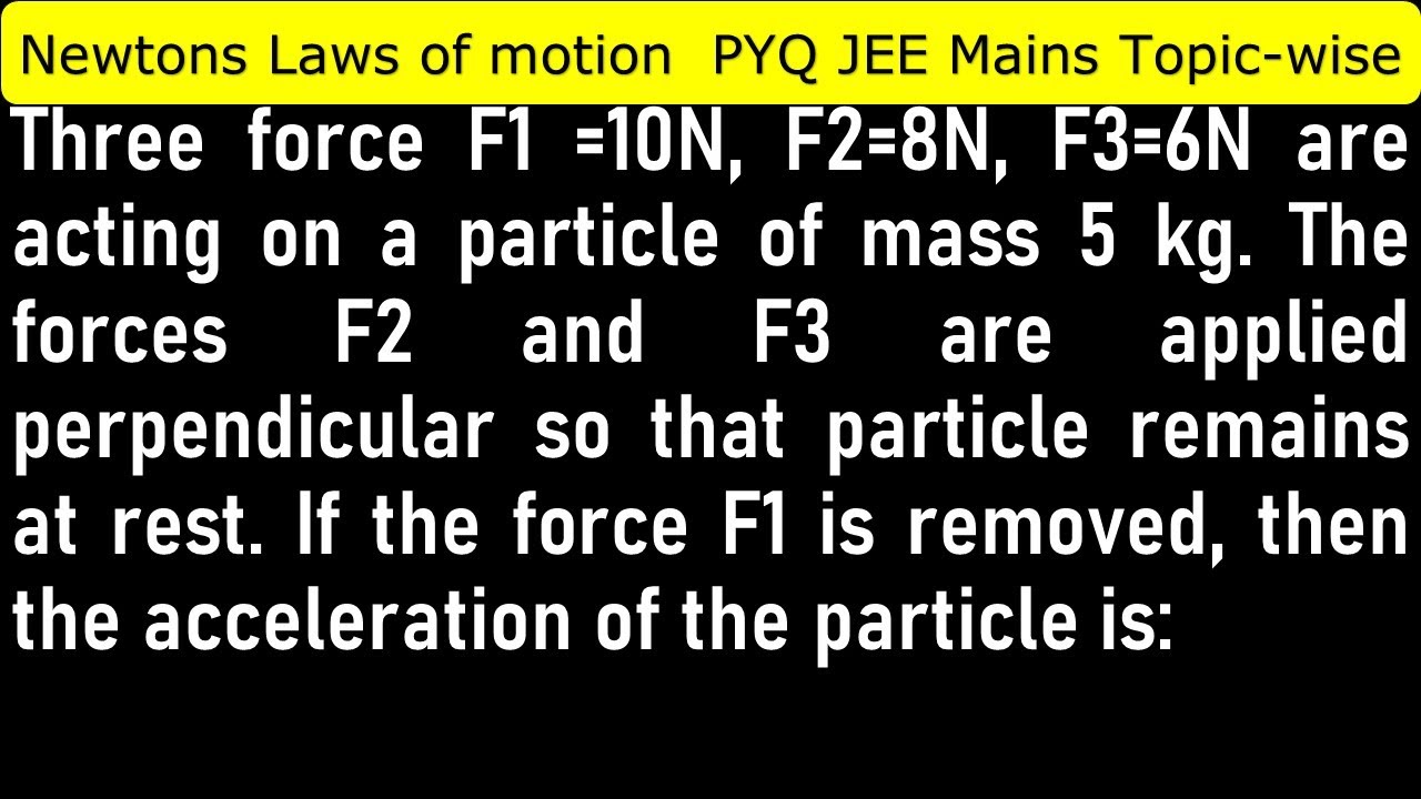 Three force F1 =10N, F2=8N, F3=6N are acting on a particle of mass 5 kg. The forces F2 and F3 are ap