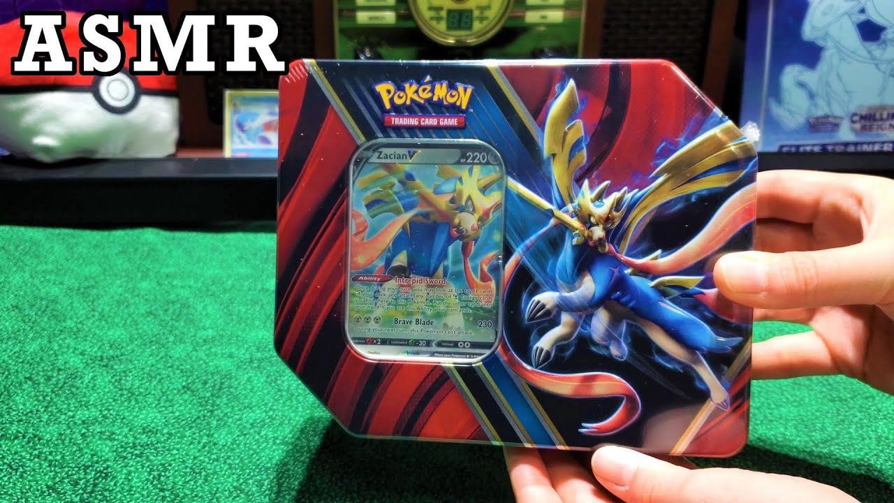Opening Pokemon Legends of Galar Tin - Zacian | ASMR Pokemon Cards and Chill