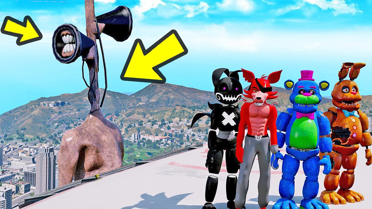 ANIMATRONICS PODEM VENCER O MAIOR SIRENHEAD ASSUSTADOR? | GTA V Five Nights at Freddy's