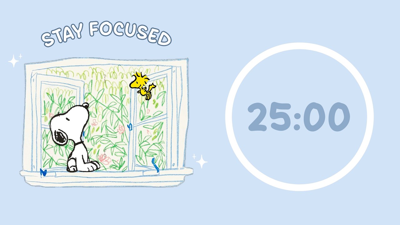 🌸 Study with Me | Snoopy Spring Mood | 25/5 Timer | Chill Lo-fi 🎶 | 4 Hour Focus Session