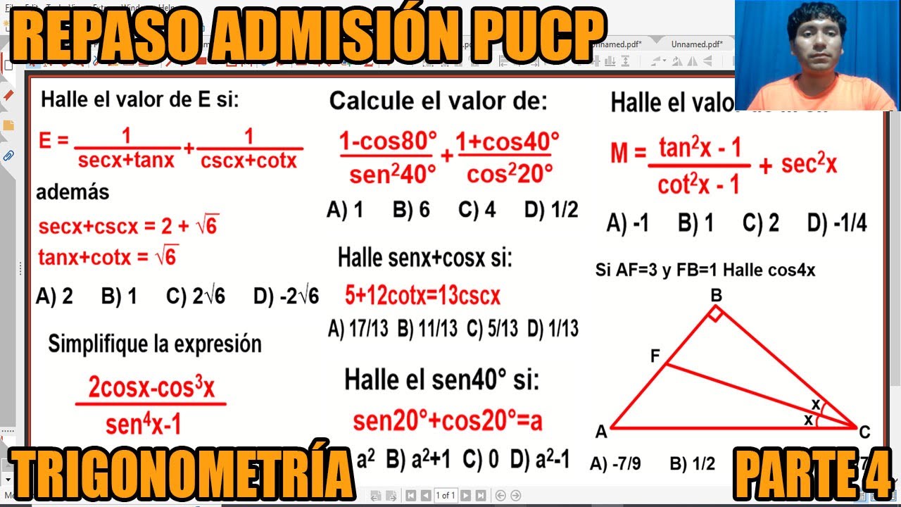 REPASO ADMISION PUCP PARTE 4 (IDENTIDADES TRIGONOMETRICAS)