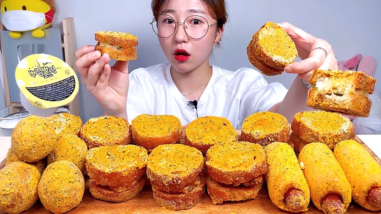 뿌링멘보샤 뿌링핫도그 뿌링치즈볼 뿌링클 사이드메뉴 디저트 먹방 Dessert Mukbang