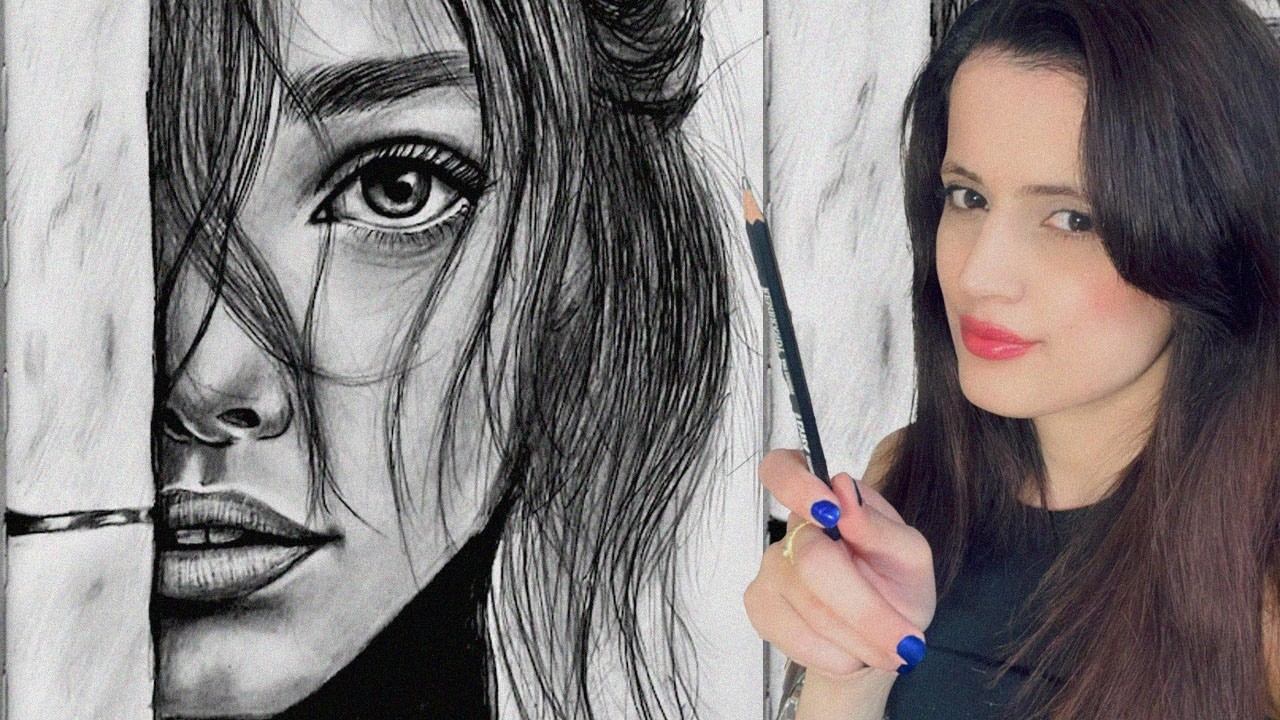 The Power of a Woman | Realistic Charcoal Portrait Drawing