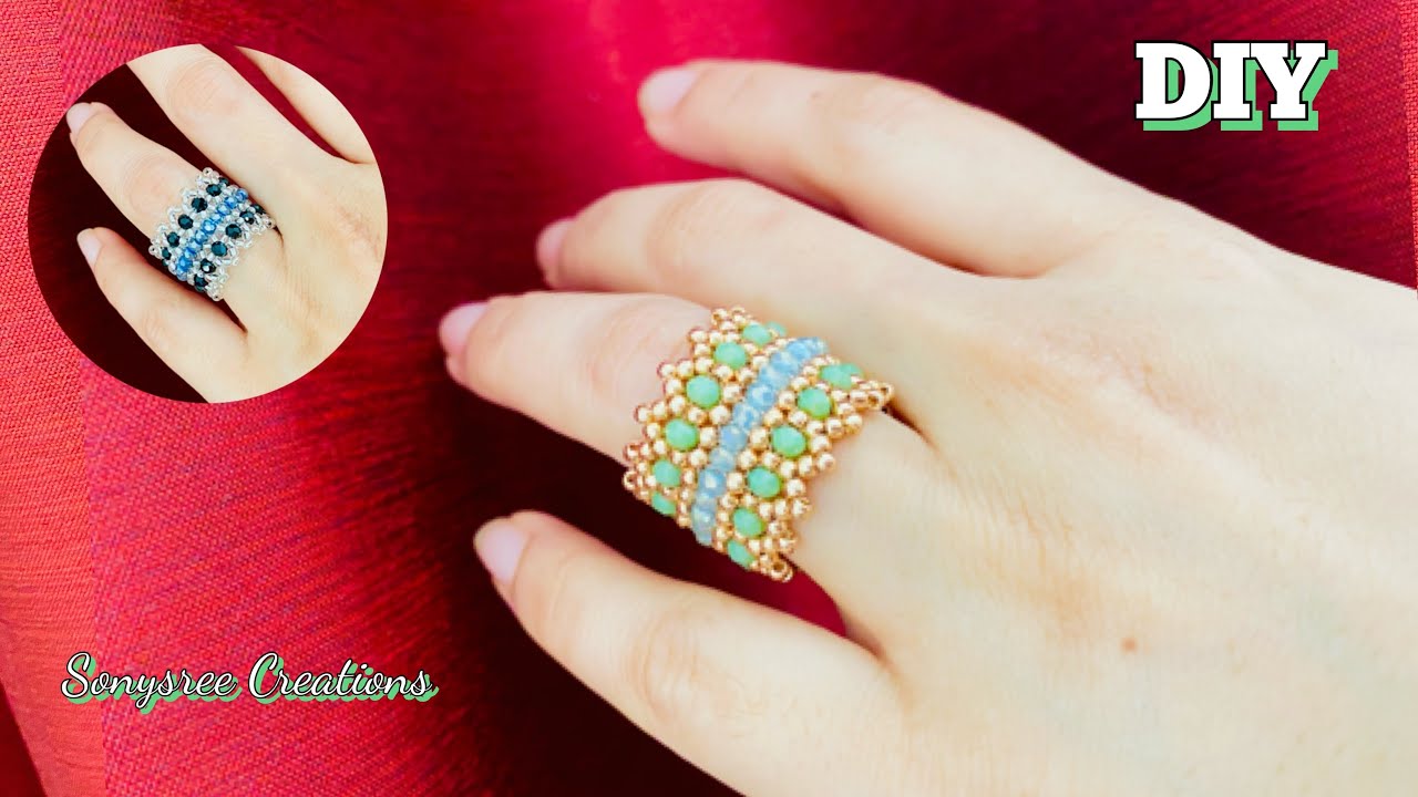 Tiara Ring || DIY Beaded Ring || How to make Rondelle Beaded Ring