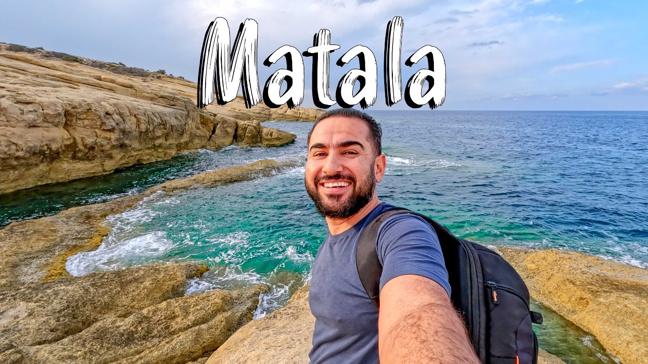 Matala Crete, walking tour, vlog, drone, detailed tour guide, Greece travel guide 2023
