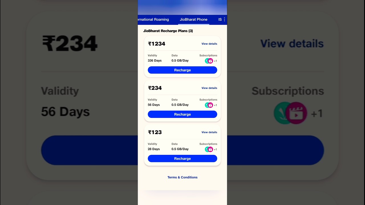 Jio bharat phone recharge plan , how to jio bharat phone recharge ,My jio app recharge jio bharat
