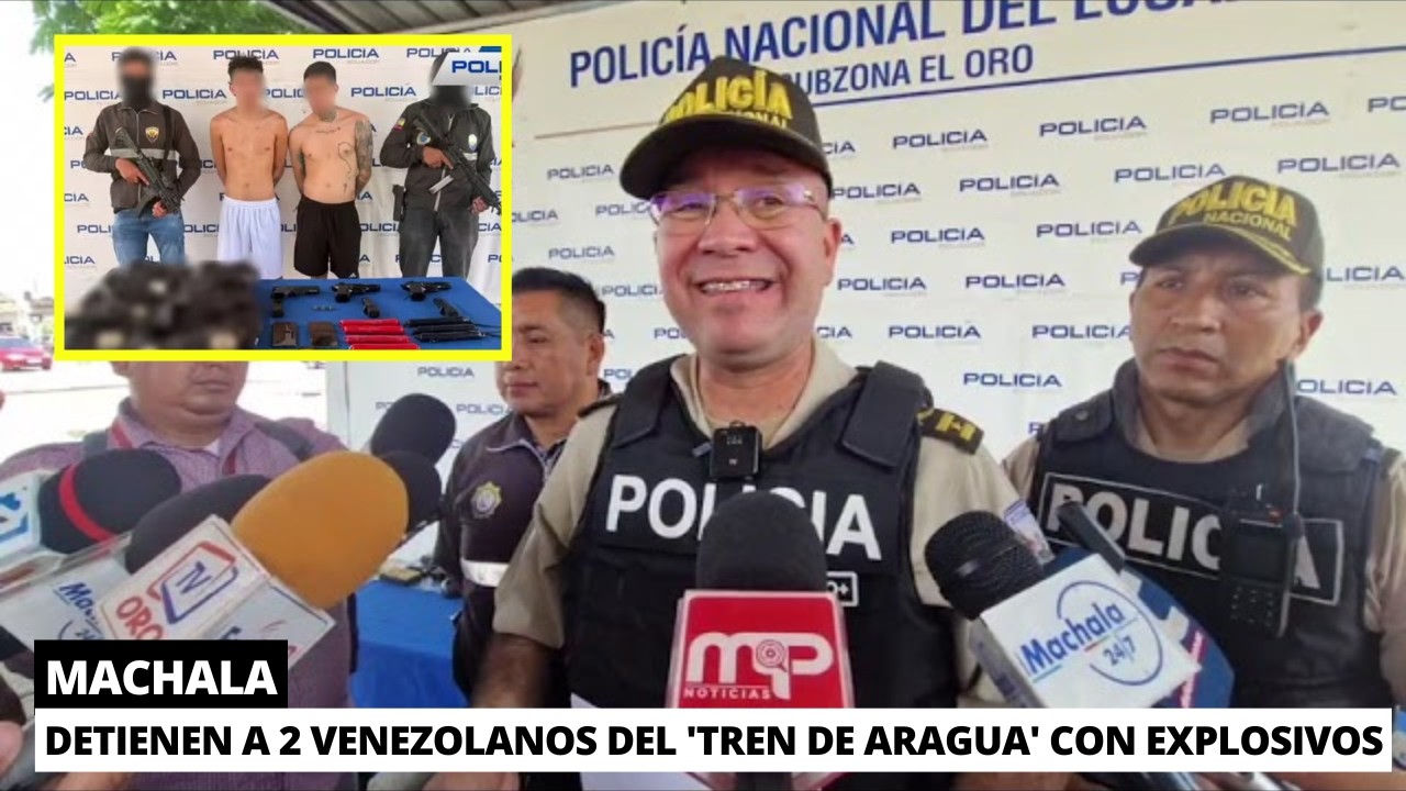 Caen 2 venezolanos del 'Tren de Aragua' con uniformes policiales y explosiv0s en Machala