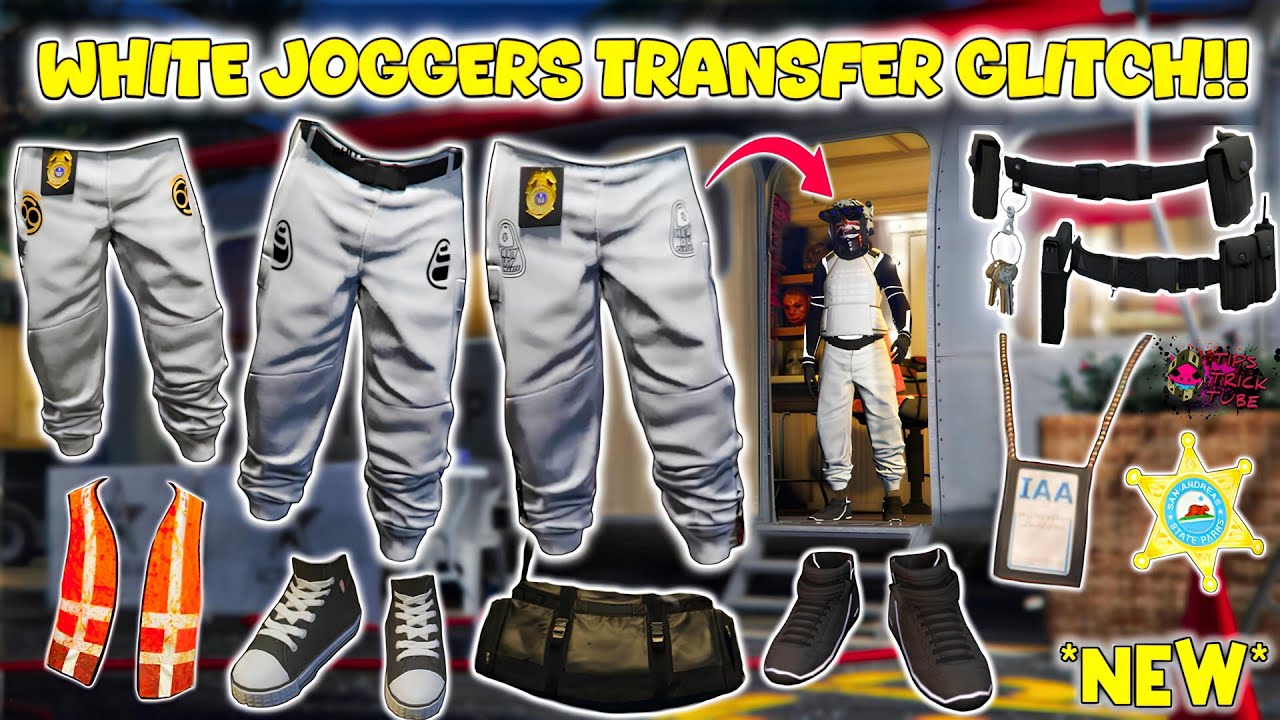 Multiple White Joggers Modded Outfits Using Transfer Glitch In GTA 5 Online 1.72! Clothing Glitches