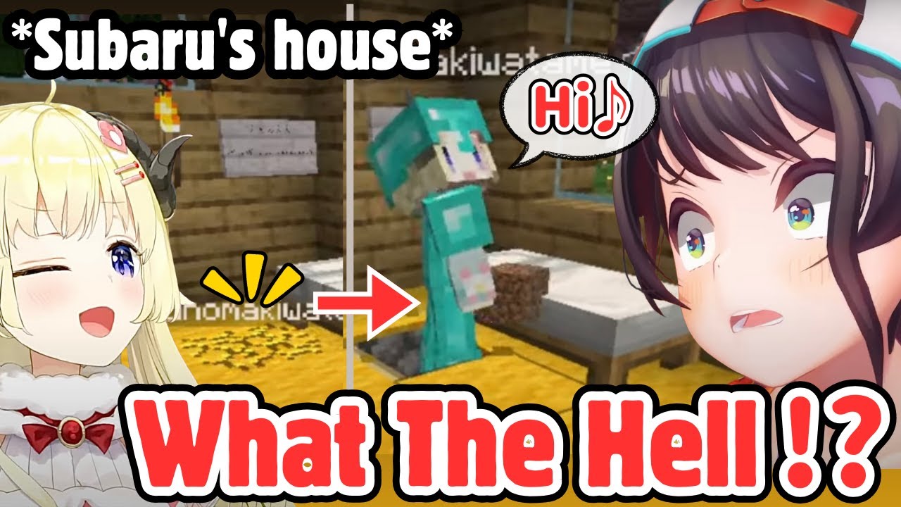 Subaru's Reaction to Watame Suddenly Appearing From the Floor of Her House[Hololive/EngSub/JpSub]