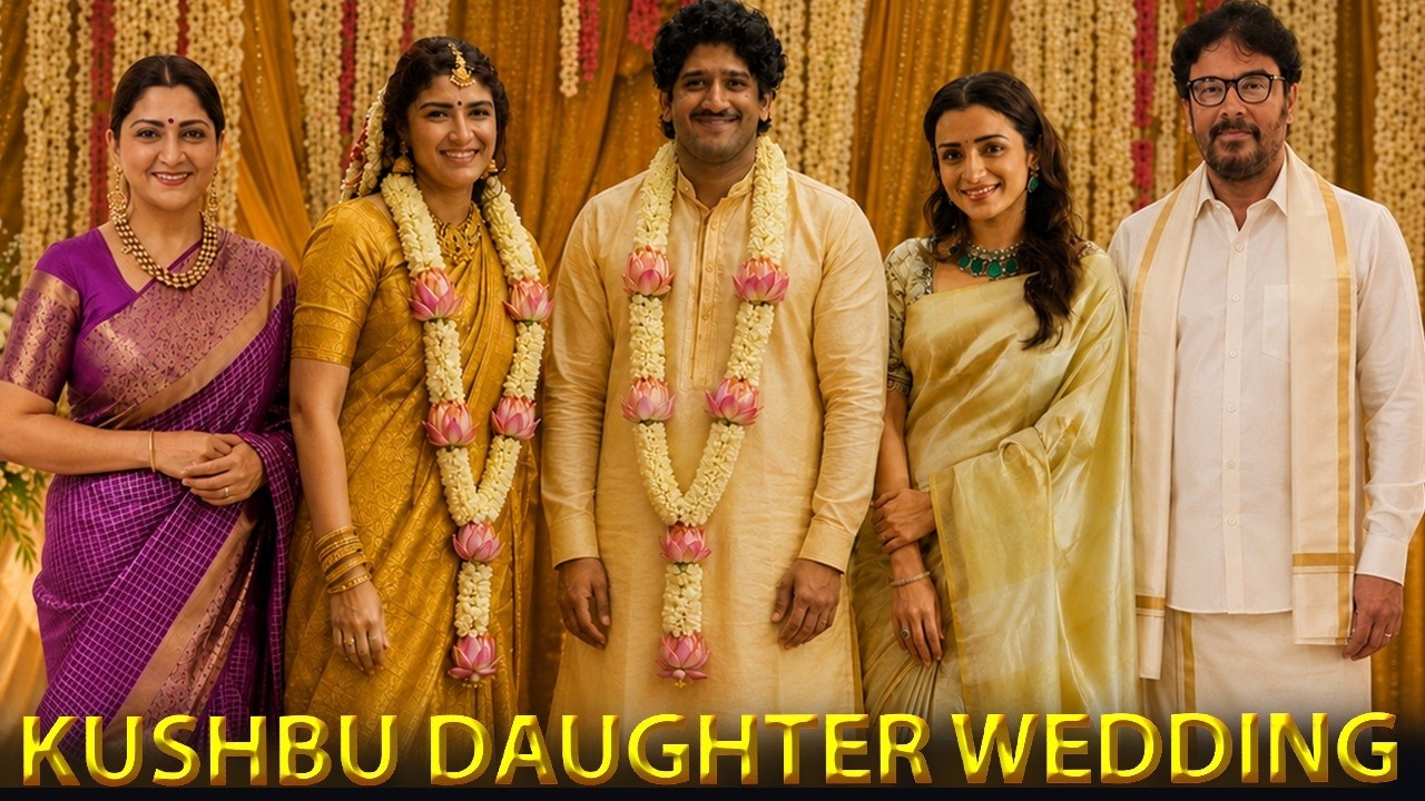 Trisha Attends Kushboo  Sundar C Daughter Marriage 😍  Avantika - Shravan | Chiranjeevi | Nagarjuna