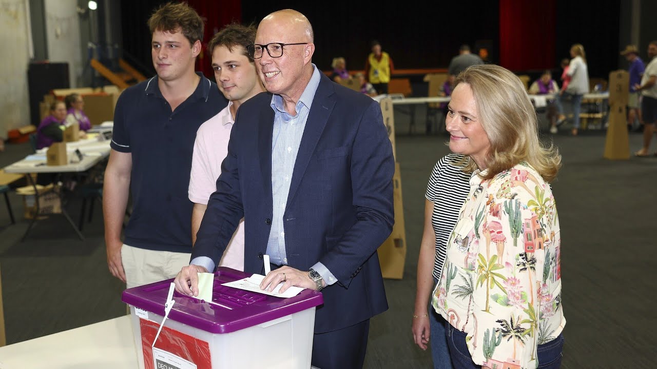 Peter Dutton casts his vote in his electorate of Dickson