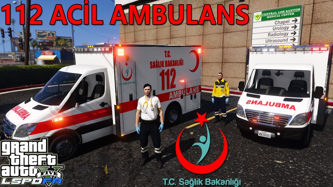 GTA 5 112 AMBULANS MODU - KAZAYA GİTTİK ! - LSPDFR