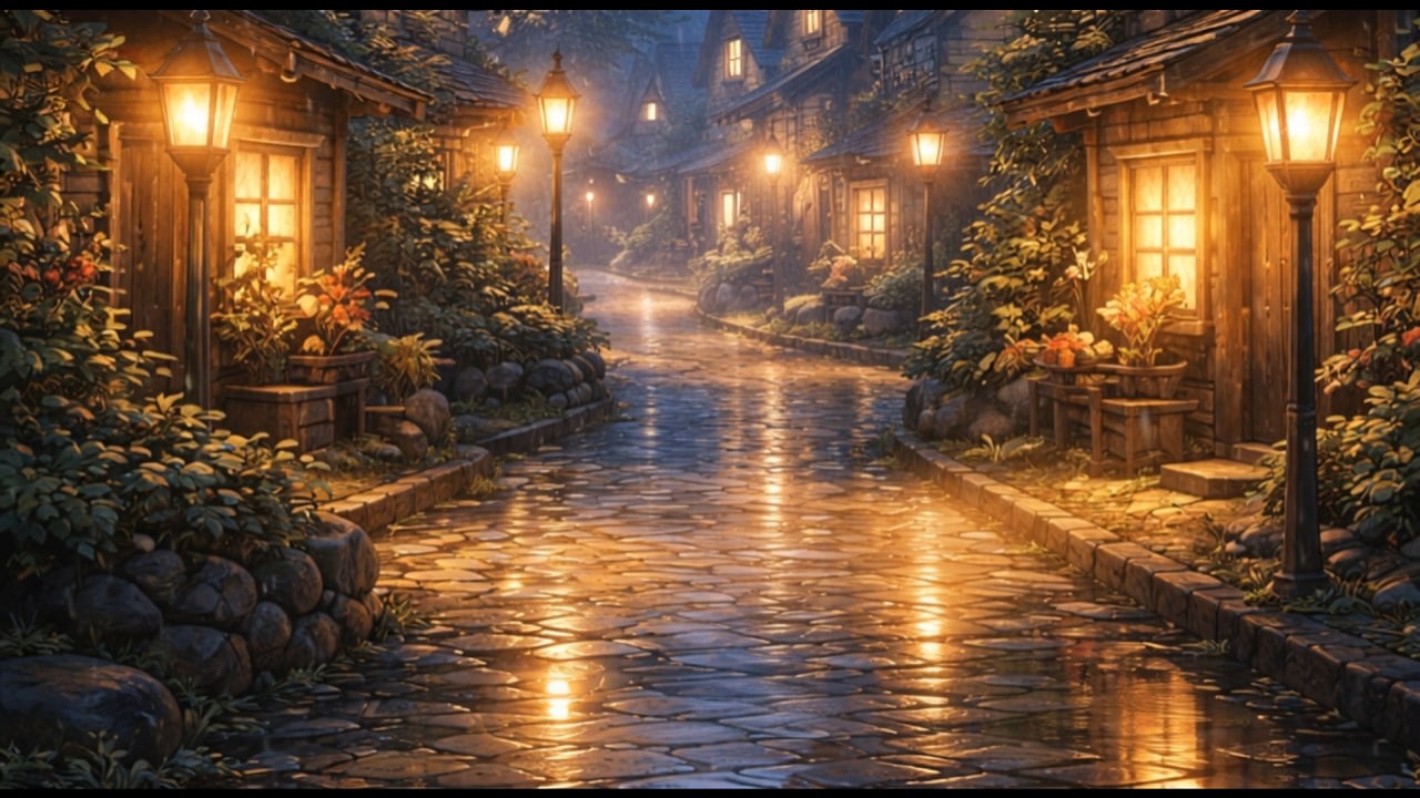 Cozy Village Lo-Fi ✨ Peaceful Night Beats for Focus & Relax
