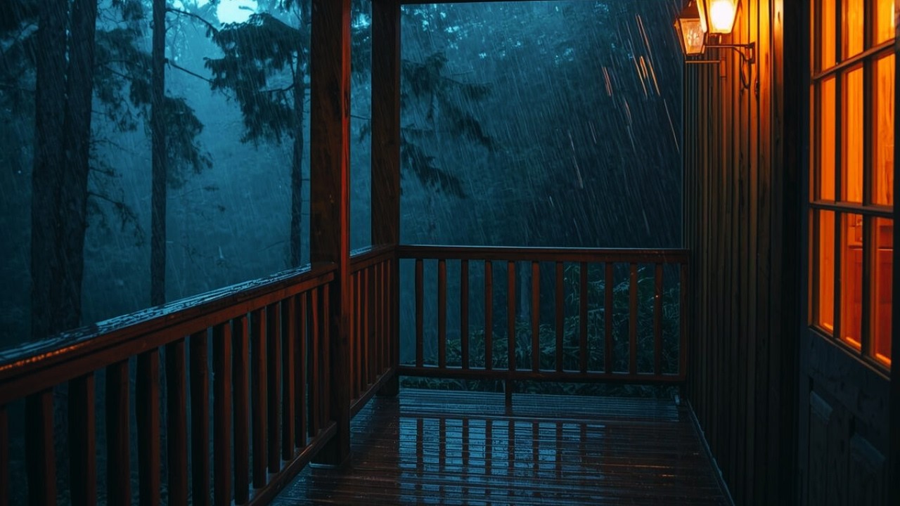 Cozy Rainy Balcony  | Rain Sounds ASMR for Sleep, Study and stress relief