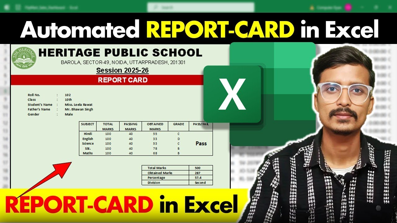 Automatic Report Card in Excel | Student Result Card in Excel | MS Excel