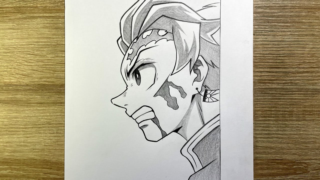 Comment dessiner Tanjiro démon étape par étape | Dessin au crayon facile Demon Slayer