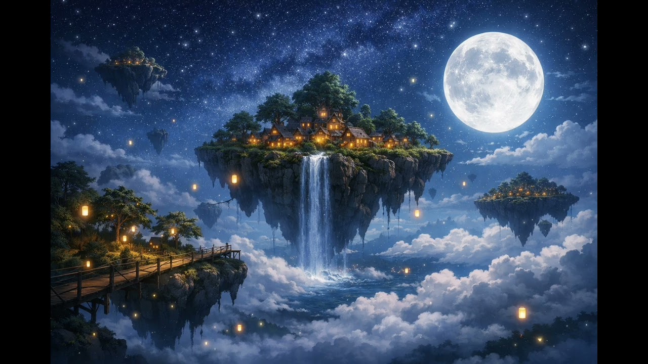 Dreamy Night Village in the Sky 🌙 Calm Lofi Music for Relaxing