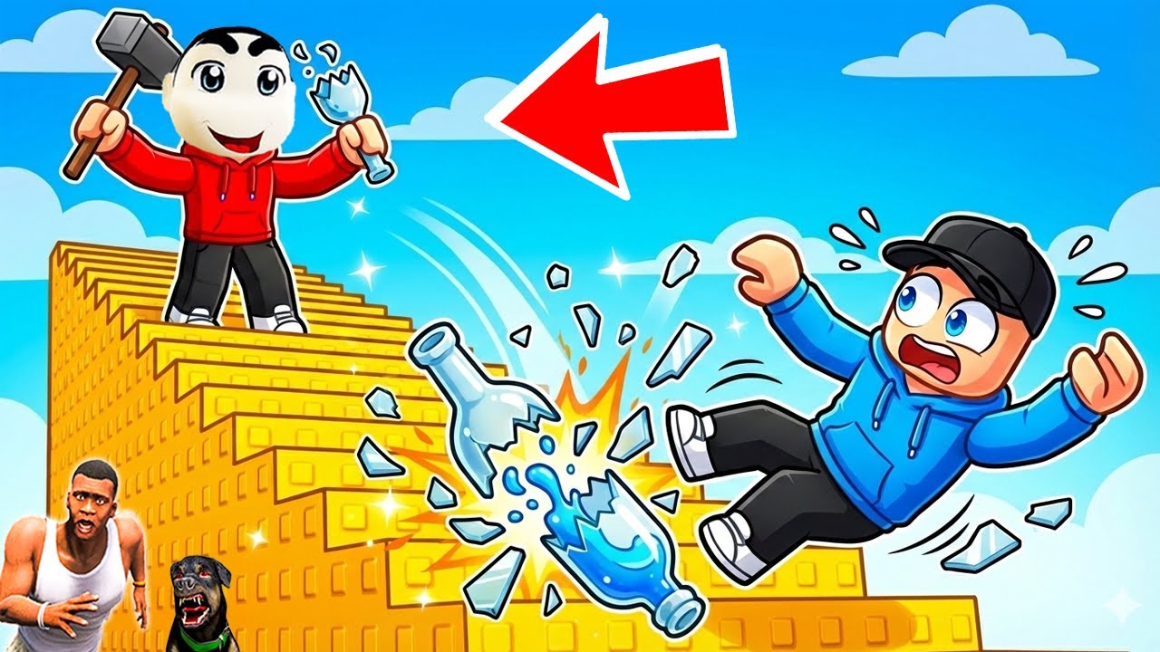 SHINCHAN NOOB vs PRO vs HACKER in BOTTLE SMASH SIMULATOR ROBLOX with FRANKLIN & CHOP | DREAM SQUAD