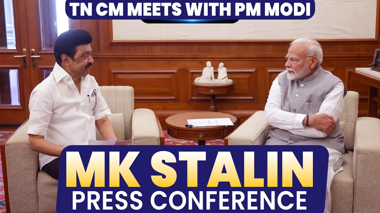 TN CM MK Stalin holds press Briefing at Tamil Nadu Bhavan, Delhi after meeting PM Modi