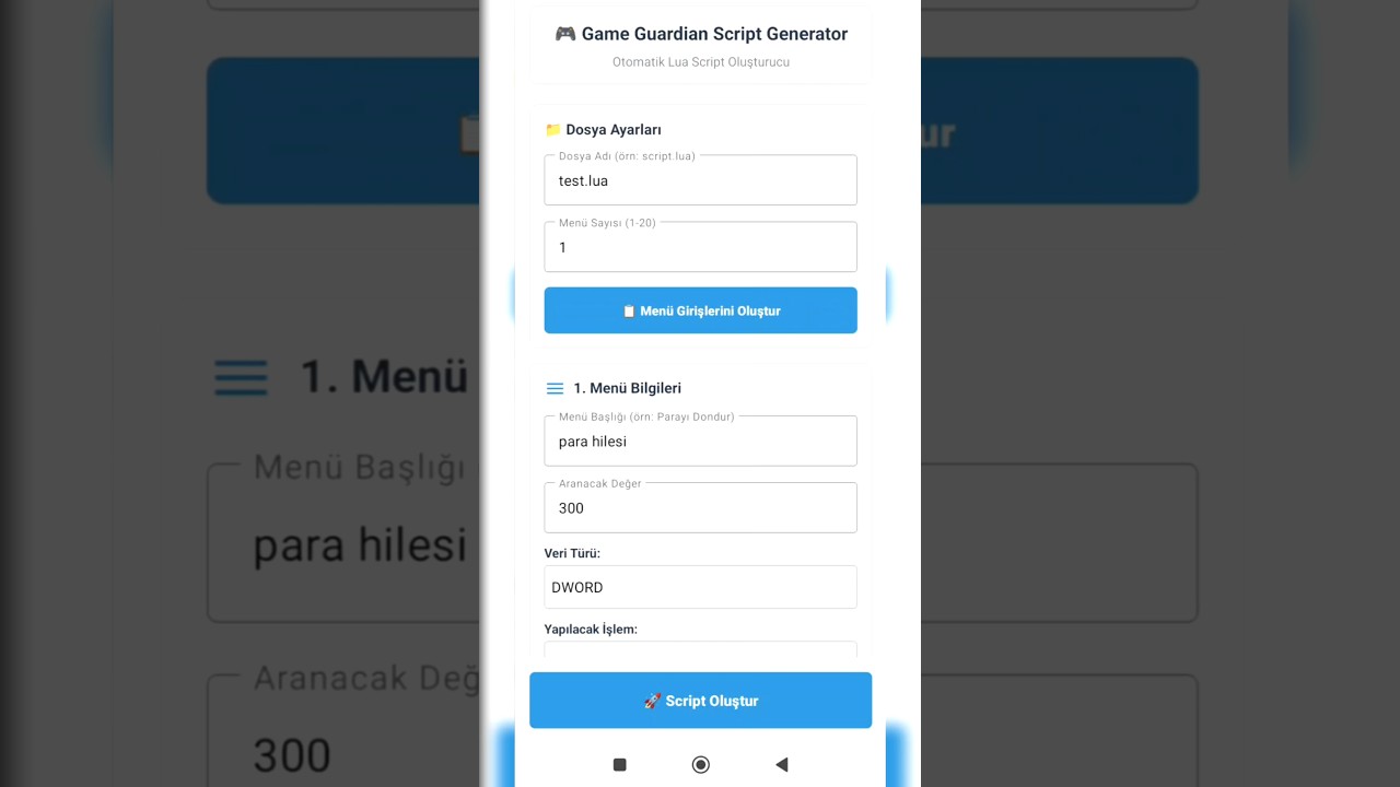 Game Guardian Script Oluşturucu | Android APK! 📱🔥