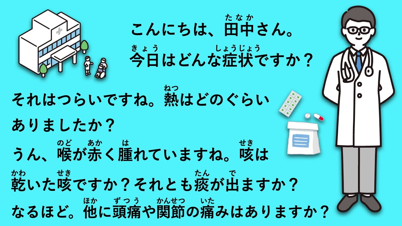 【JLPT N3】病院で使う日本語会話 #34