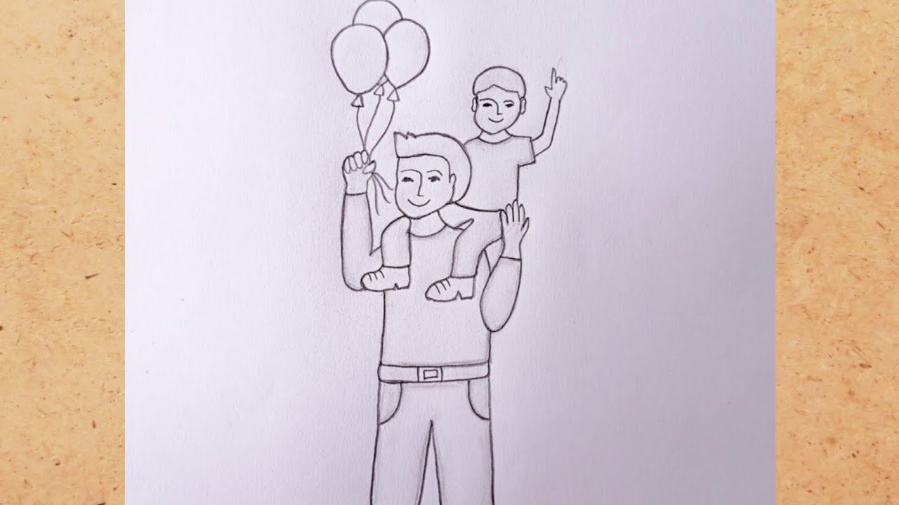 How to draw father and son step by step easy || father's Day drawing