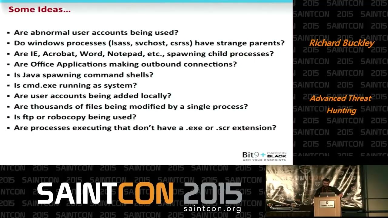 SAINTCON 2015 - Ричард Бакли - Поиск продвинутых угроз