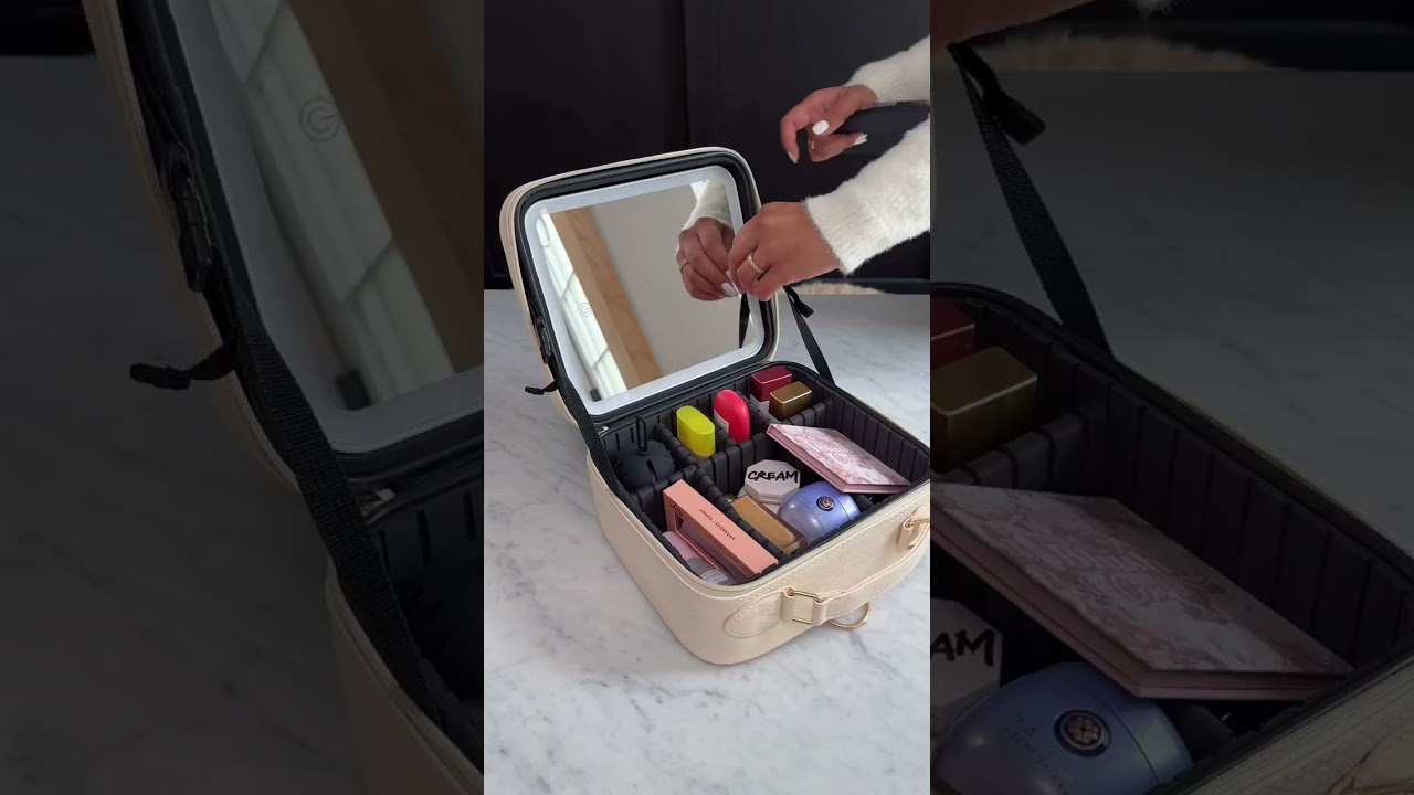 Travel Hacks -  Portable Makeup Case with Lighted Mirror