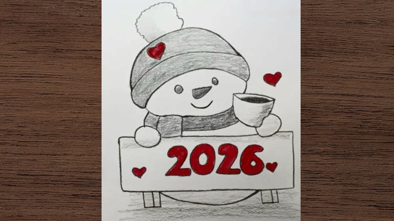 Happy New Year 2026 drawing| Beautiful 😍 New year Card drawing| Happy New Year Special drawing easy 