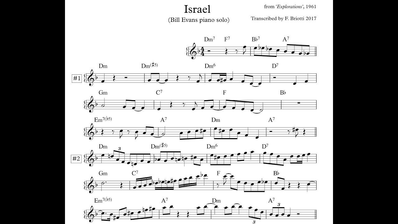Israel | Bill Evans Piano Solo Transcription