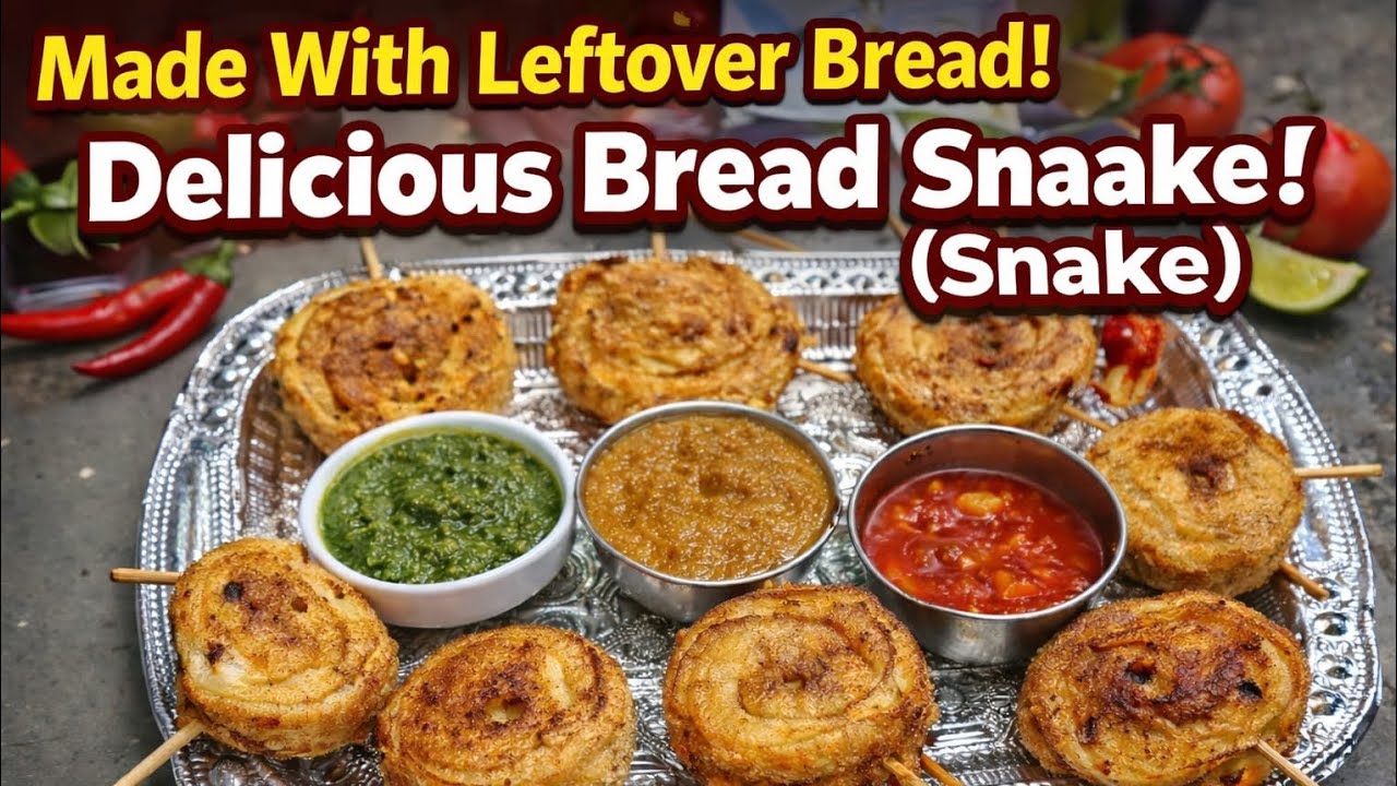 Leftover Bread Se Bana Amazing Snack | Crispy Bread Spiral Stick#breadsnack #leftoverbread #bread