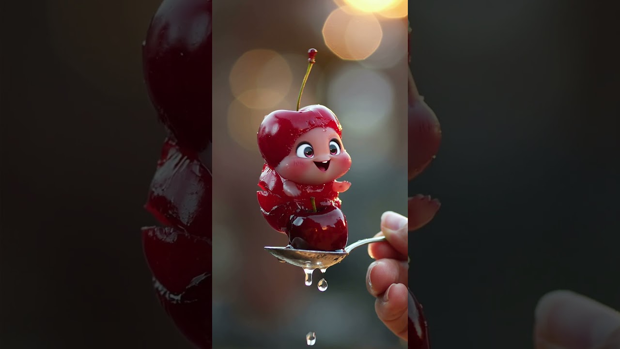 Cute Cherry Creature ASMR 🍒 | Magical Pixar-Style Fruit Animation | Relaxing Satisfying 4K Short