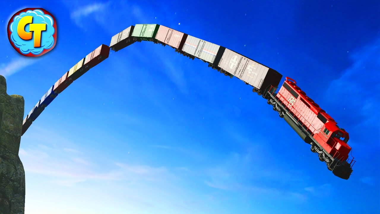 Train Accidents Derailments ✅ Railroad End Cliff Drops Video ✅ BeamNG DRIVE
