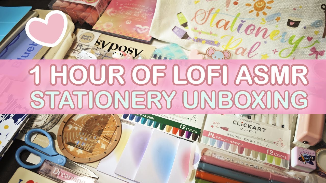 1 hour of Lo-fi ASMR Stationery Pal unboxing 🧡🍡 (Mystery box, Sanrio etc.) Let's chill together 🥰