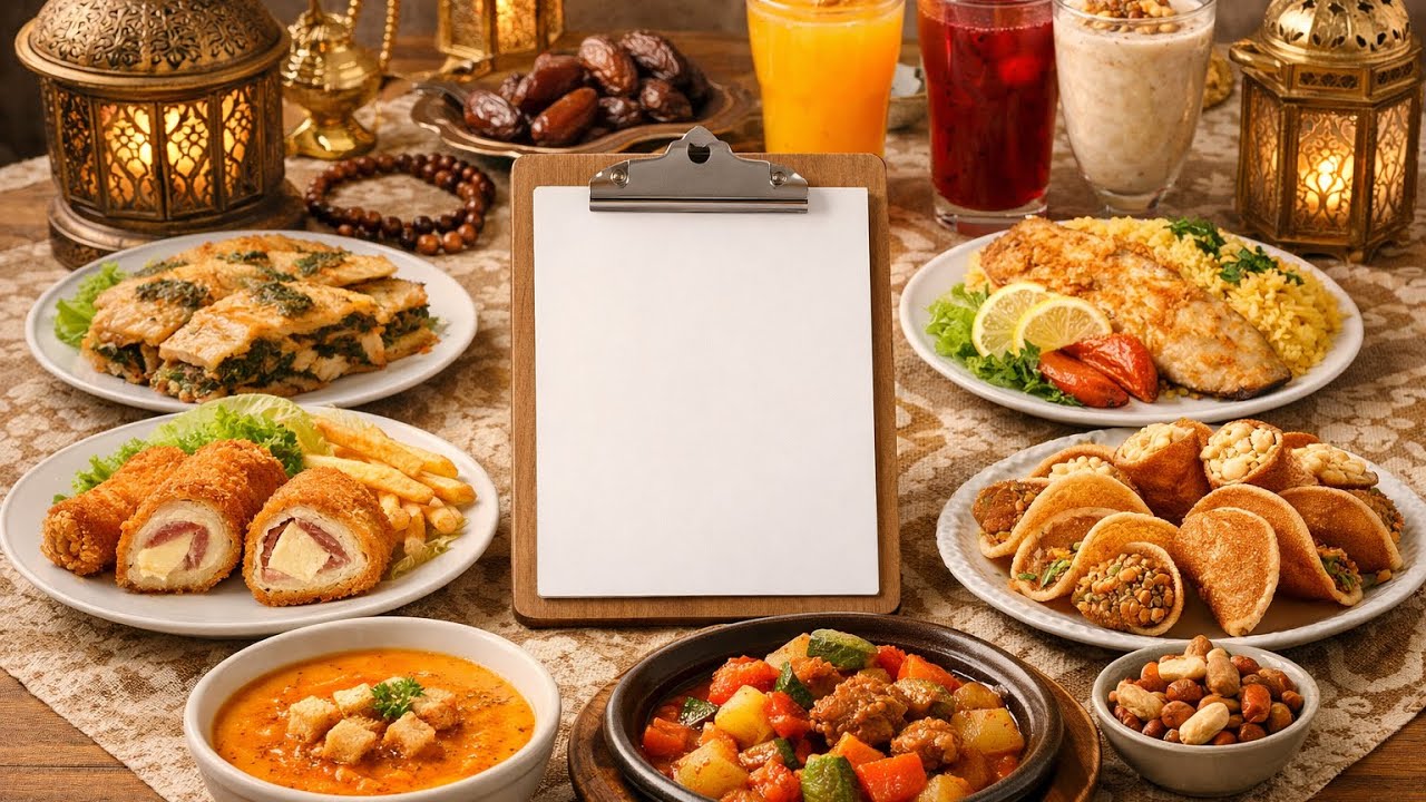 جدول أكلات رمضان من الآخر ٢👌 فطار وسحور وحلويات ومشروبات بدون تعب منيو توفيروشياكه