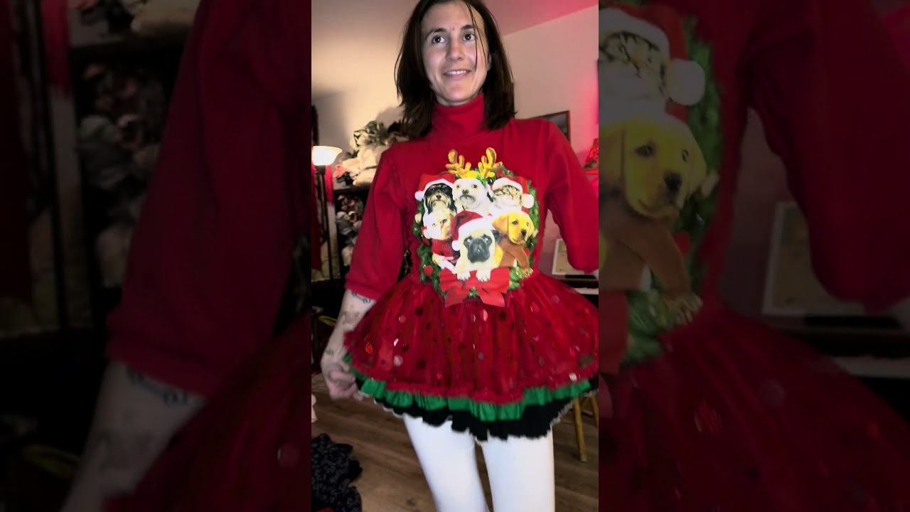 An upcycled Christmas sweater 🎄❤️ #sewingvideo