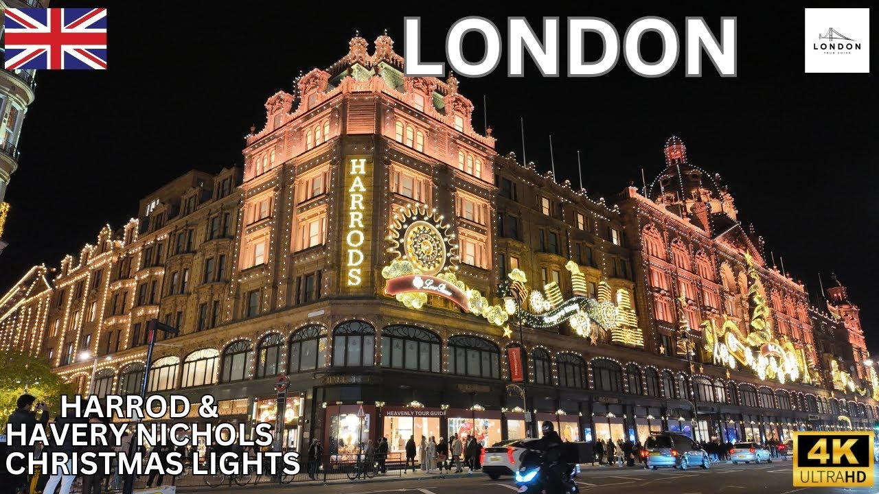 The BIGGEST Christmas🎄Lights✨Display in Harrods London | 4K HDR Virtual Walking Tour